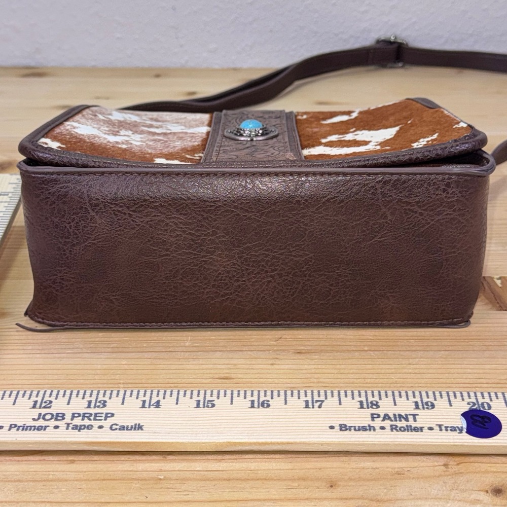 Tony Lama Cowhide Turquoise Crossbody Bag Western Style Purse Leather Accent - Picture 3 of 8